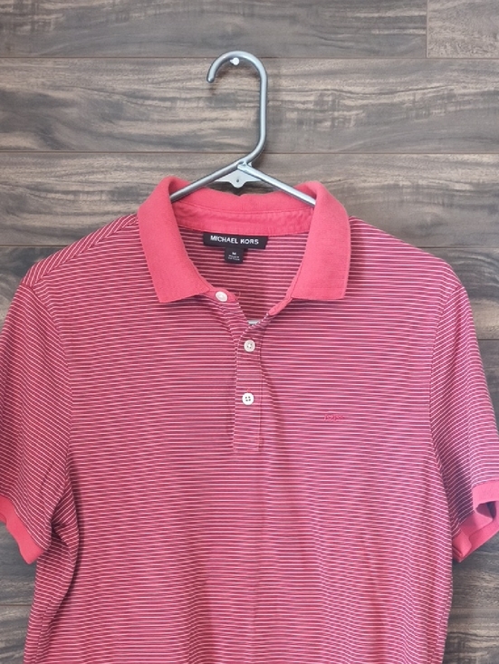 Michael Kors Other - Michael Kors Men's Red Striped Polo Shirt Size Medium 100% Cotton